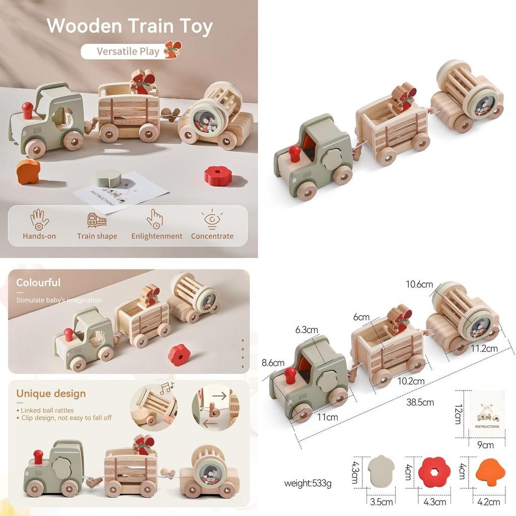 Educational Wooden Kids Multifunction Train Toy With Cognitive Shape Learning