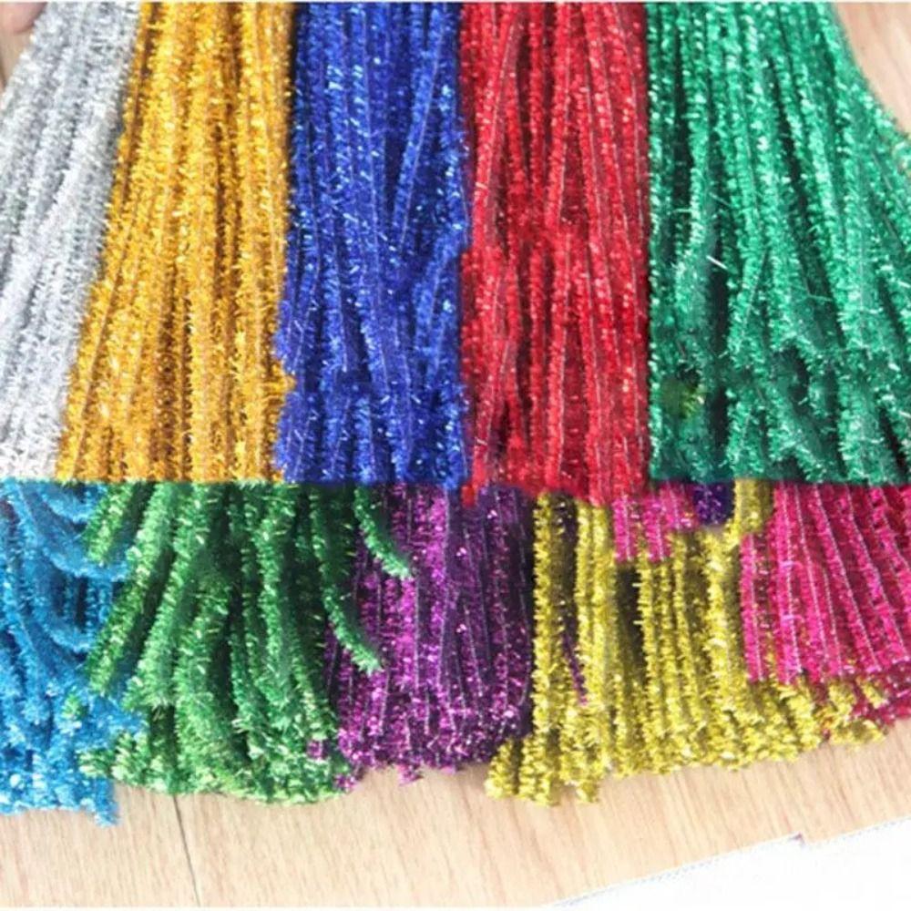 100pcs Colorful Chenille Stems Wire Core Tinsel Twisting Stick Plush Tinsel Stems  Handmade Crafts