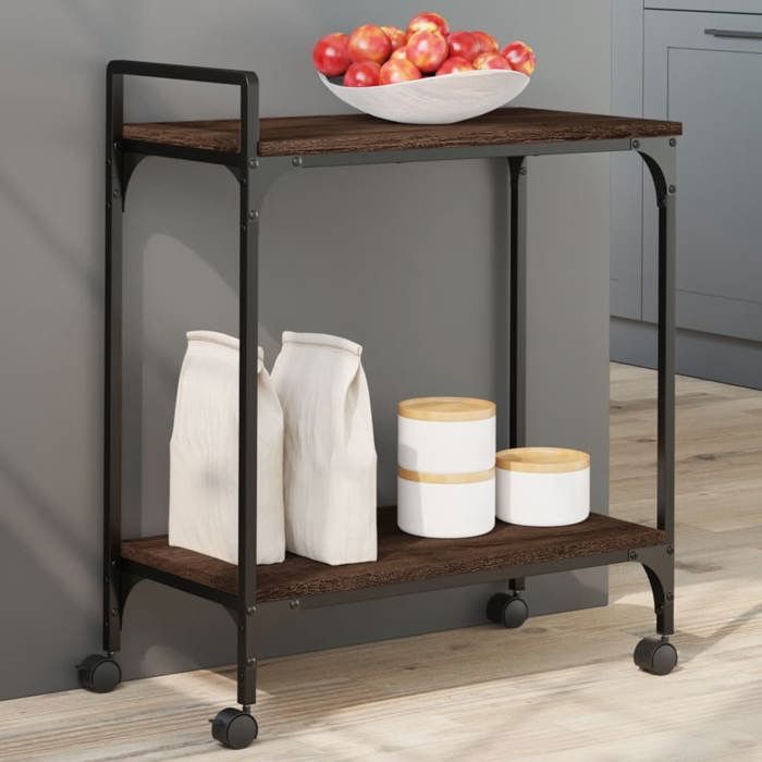 VidaXL Kitchen Trolley, Shelf with Wheels, Service Cart, Indoor Living Room Bathroom Storage Furniture, Oak 842370