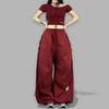 American Streetwear Jogging Cargo Pants Women High Waist Side Straps Loose Punk Wide Leg Trousers Fashion Hip Hop Parachute Pant