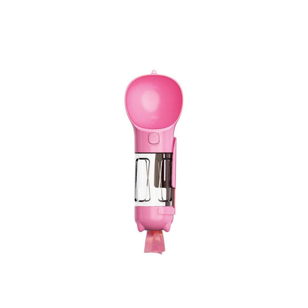 

with Trash Bag Box and Shovel Pet Dog Water Bottle 3 in 1 Dog Food Feeder Cat Pink-300ml