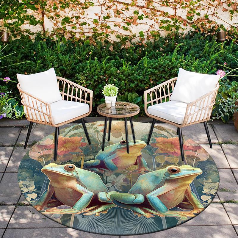 Beautiful Frog Pattern Round rug,Carpet Rug for Living Room Bedroom Sofa Playroom Decor,Non-slip Floor Mat,Holiday Gifts and Birthday Gifts