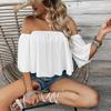 Top Casual Elegante de Talla Grande para Mujer, de un Solo Hombro y Manga Corta para Primavera y Verano