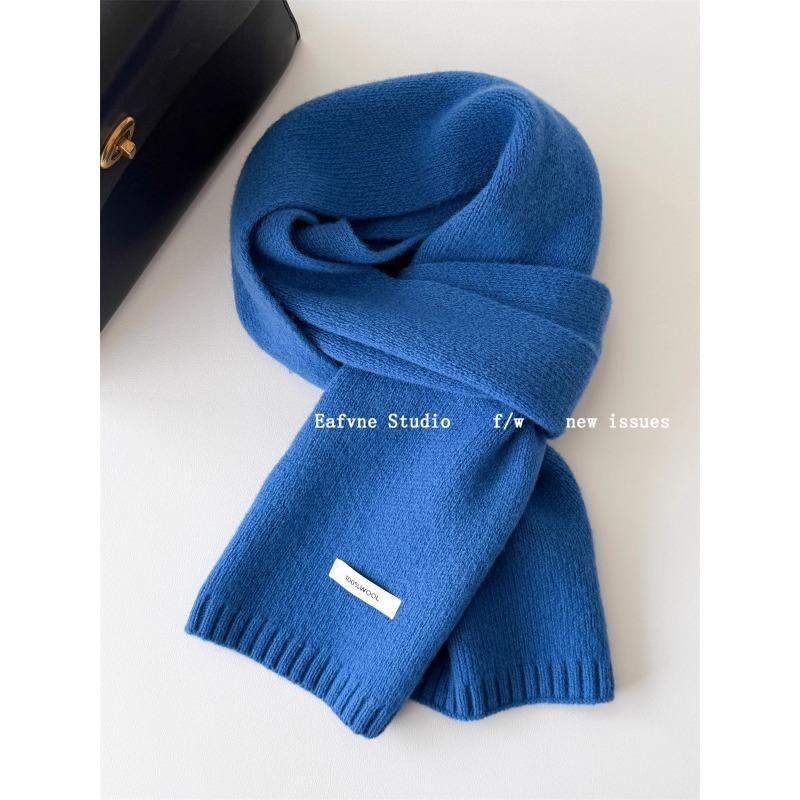Korean Style New Versatile Solid Color Pure Wool Scarf for Women Autumn and Winter Warm Knitted Scarf Fashionable Versatile Scarf