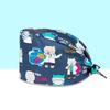 new Cotton Section for Man and woman Scrubs Caps Hospital Medical Hats Black Printing Elastic Tieback Design and Pet Medical Hat