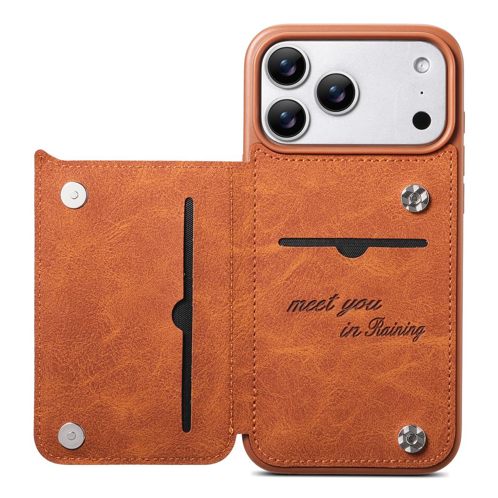 Luxus Retro Klappkarten Leder Handyhülle Für iPhone 17 Pro 16 15 14 13 Pro Max 17Air 16E Schlanke Magnetische Kartenhalter Hülle
