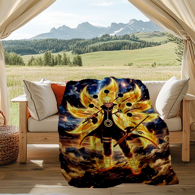 Naruto Power Print Flannel Blanket, Soft Warm Lightweight Throw Blanket for Living Room,Sofa Bed Camping Office