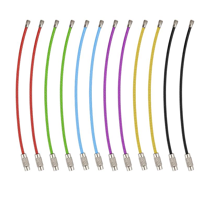 5/10/20/40PCS Stainless Steel Wire Keychains Assorted Colors Durable Screw Locking Keychain 150x1.5mm Cable Rope Key Circles ZYF