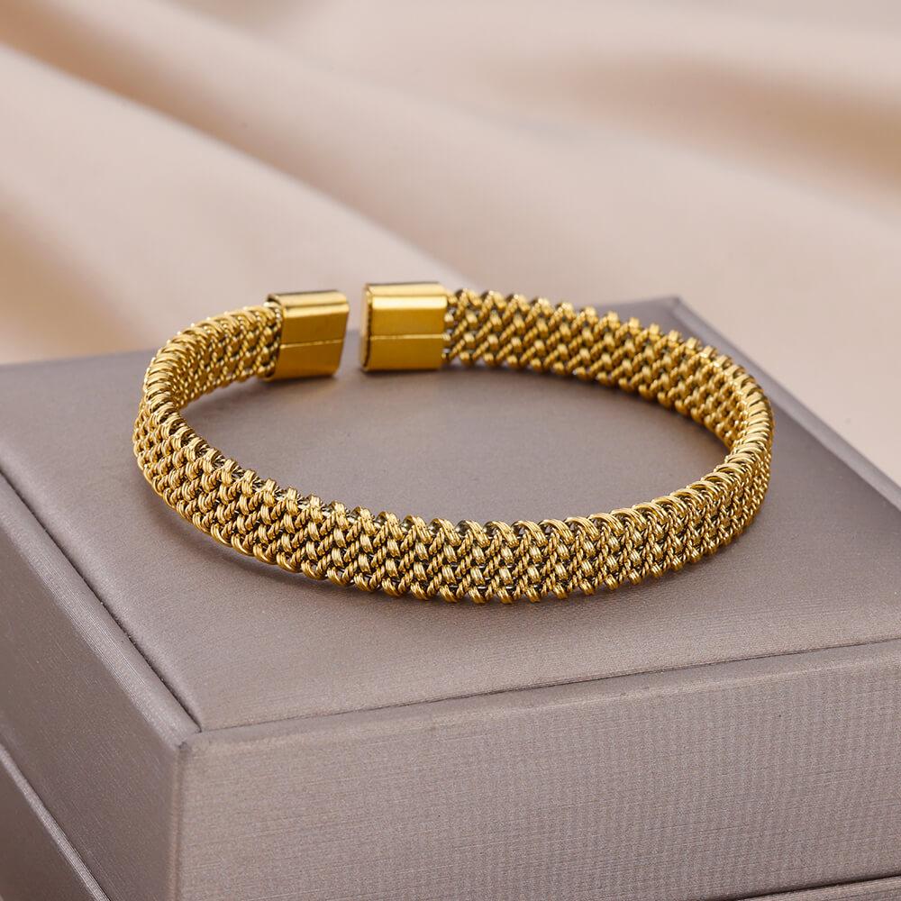 316L Stainless Steel Bangles For Women Vintage Punk Open Wide Bangle Bracelets Exquisite Wedding Jewelry Gift