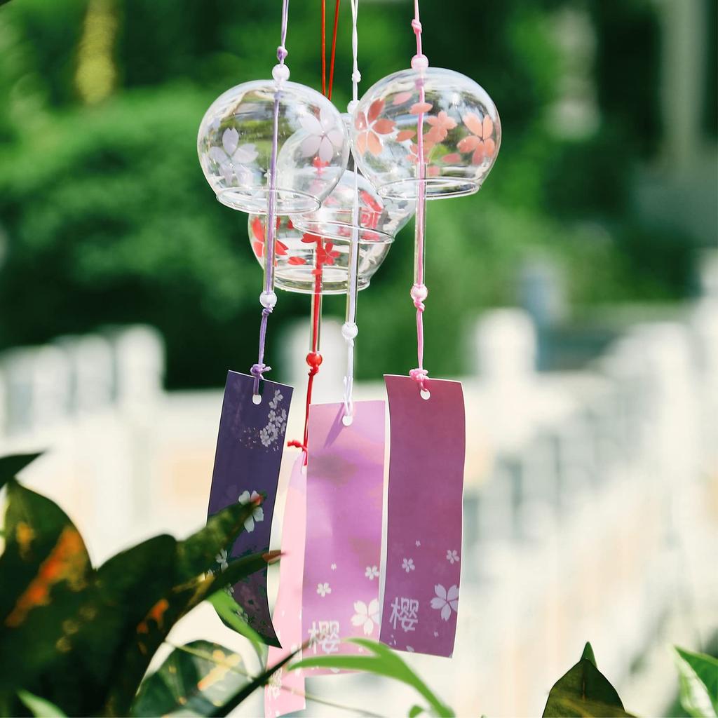 Wind Chimes A Summer Tradition Glass Wind Chimes Wind Chimes Soothing Sounds Japanese Style Stylish and Cute Cool Hanging Wind Chimes Set of 4 Floral
