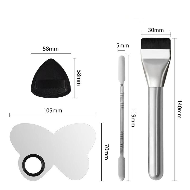2/4Pcs Professional Makeup Tool Kit With Soft Foundation Brushes Stainless Steel Mixing Palette And Velvet Puff For Home Use