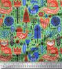 Soimoi Beige Poly Crepe Fabric Tree & Fox Folk Art Fabric Prints By Metre 42 Inch
