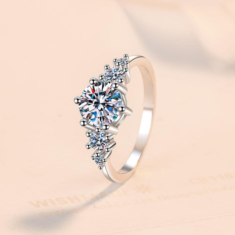 S925 Sterling Silver Jewelry 1 Carat Engagement Ring Moissanite Ring Female Wedding Ring Gift for Girlfriend Exquisite Jewelry Gifts