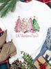 (Asian Size) star trend cute New Year festival Women Print Holiday Tee Top  Merry Christmas Casual Lady Short Sleeve Fashion Graphic T-shirts
