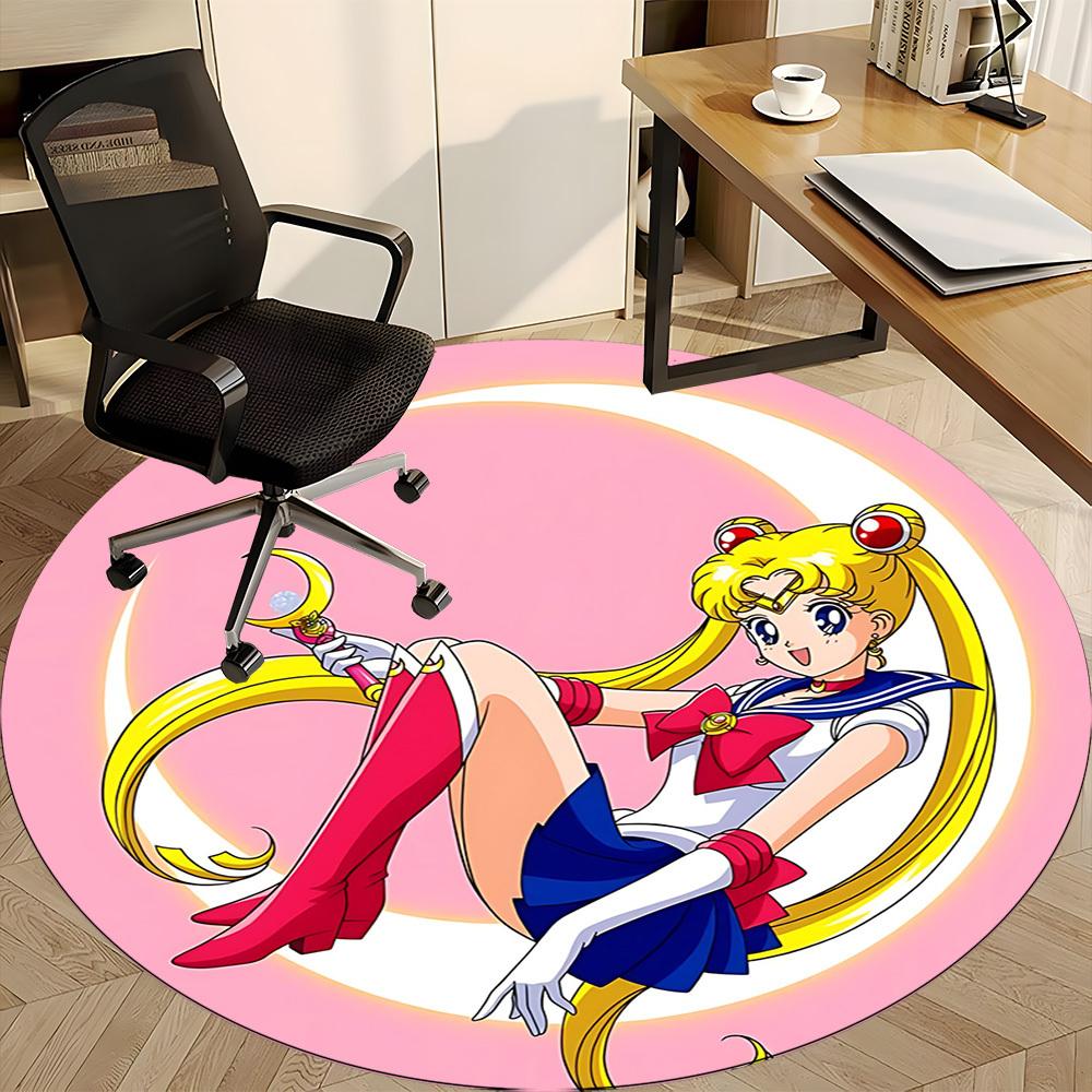 1pc Sailor Moon Eternal Office Round Area Rug, Under Office Chairs Bedroom Living Room Home Decor a0926156