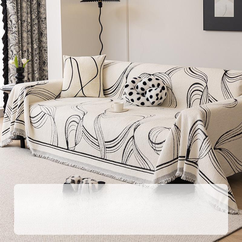Nordic High-Grade Sofa Cover Universal Cover Black Striped Sofa Towel Cover Cloth Thick Non-Slip Sofa Cover