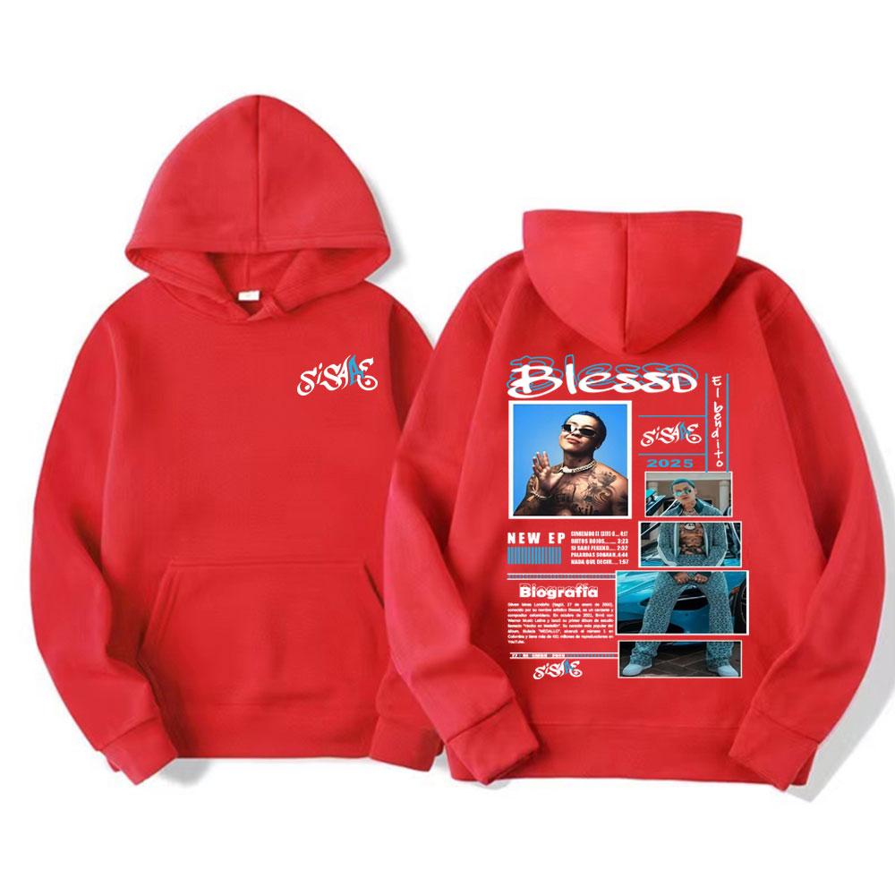 Rapper Blessd Sisabe Albüm Turu Tişörtlü Kapüşonlu Sweatshirt Erkek Kadın Moda Hip Hop Retro Sweatshirt Oversize Kapüşonlular