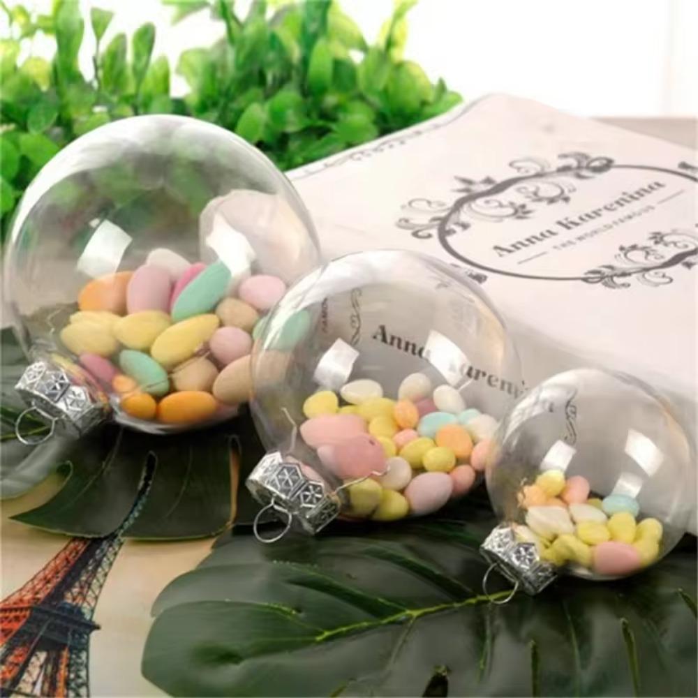 6Pcs 6/8/10cm Clear Plastic Christmas Ball PET Plastic Bauble  Navidad Gift
