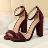 Fashion 2024 Summer Plus Size 34-43 Woman 9.5cm High Heels Sandals Classic Block Platform Pumps Lady Chunky Burgundy Yellow Nude Shoes