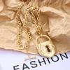Vintage Art Style Gold Lock Buckle Pendant Jewelry High-Quality Heavy Industry Necklace Accessories Gift