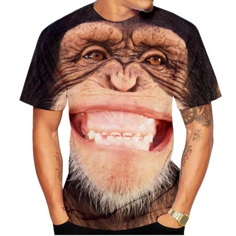 Tricou casual pentru bărbați cu design 3D Spoof Gorilla Funny Monkey Tricou Funny Pout Monkey Imprimare 3D Cămașă cu mânecă scurtă de vară Bărbați