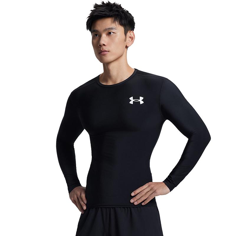 Under Armour Koszulka treningowa męska z długim rękawem HeatGear® OG Compression z logo, z okrągłym dekoltem, dopasowana, czarna 1387696-001