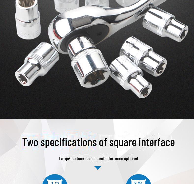 9-Piece Flower & Star Type E-Socket Set - Hexagonal & Six-Pointed
