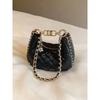 "Thousand Gold Night Crescent Bag, Moon Bag, Black Checkered Chain Bag, Shoulder Bag, Crossbody Bag, Handbag.
