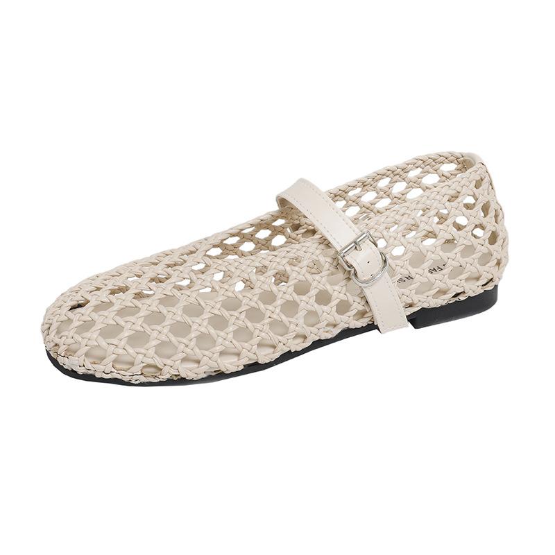 Soft Leather Version of Hand-woven Mary Jane Shoes, Children's Soft Soles Are Not Tired Feet, Single Shoes, Summer Hollow Breathable Hole Sandals