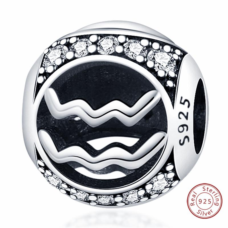 

Genuine Original 100%Copper 12 Constellation Round Charms Bead Fit Pandachoriginal Bracelets Fine Diy Birthday Jewelry