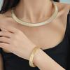 Metallstil Personlig Ormbensarmband Halsband Överdrivet Öppen Design Smycken Bred Kant Vertikalt Mönster Halsband