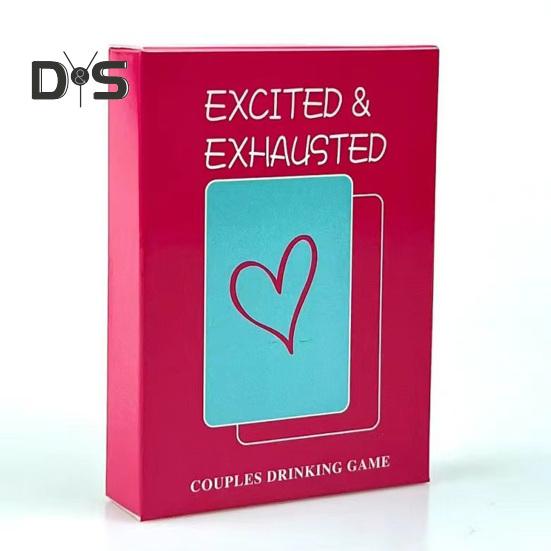 Excited Exhausted Game of Poker Romantic Date Night Ideas Couples Drinking Game 2 Players Adult Party Card Game for Couples