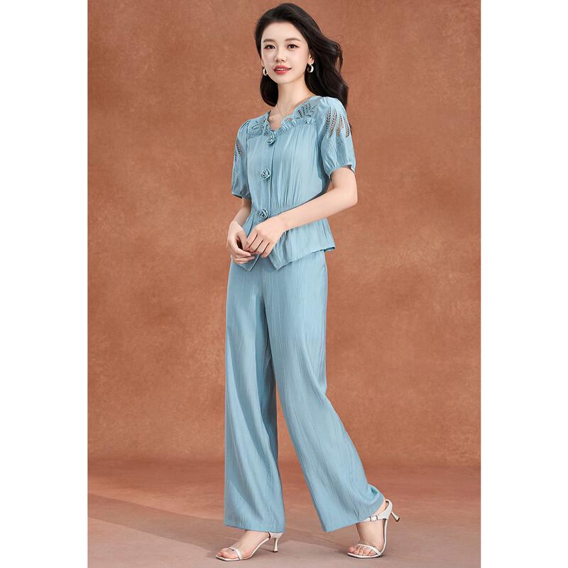 Elegant French Hollow-out Floral Ruffle Two-piece Set M