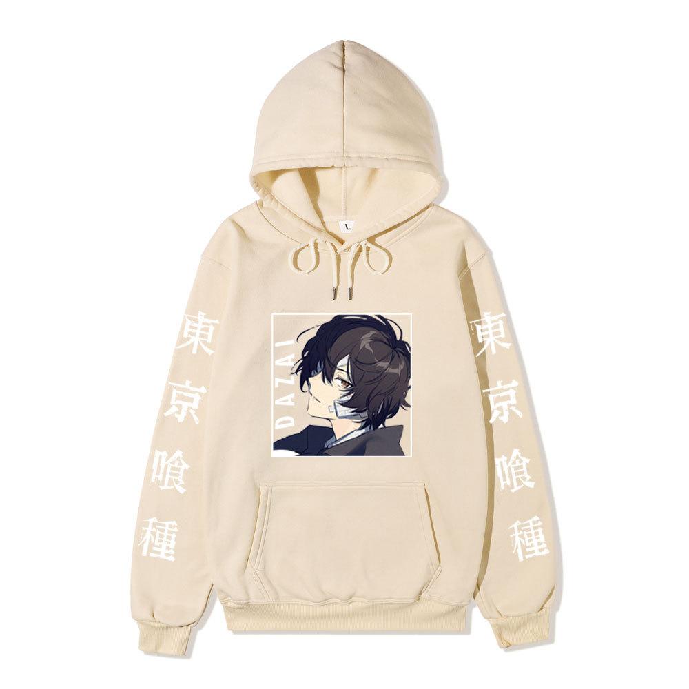Bungo Stray Dogs Dazai Osamu Unisex Fleece Hoodie Autumn Winter Anime Character Tokyo Kanji Print Long Sleeve Pullover Sweatshirt