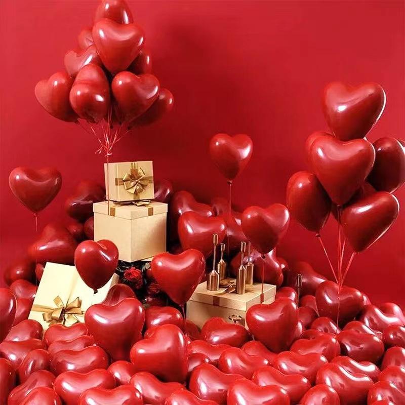 10-50pcs Red Heart Balloons Double Layered Inflatable Latex Balloon for Valentine Day Wedding Propose Party Anniversary Decora