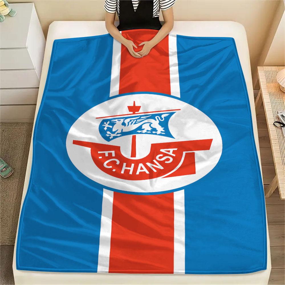 1PC FC Hansa Rostock Patterned Flannel Blanket Suitable For All Seasons for Home Decor Warmth and Comfort Gifts Holiday Present