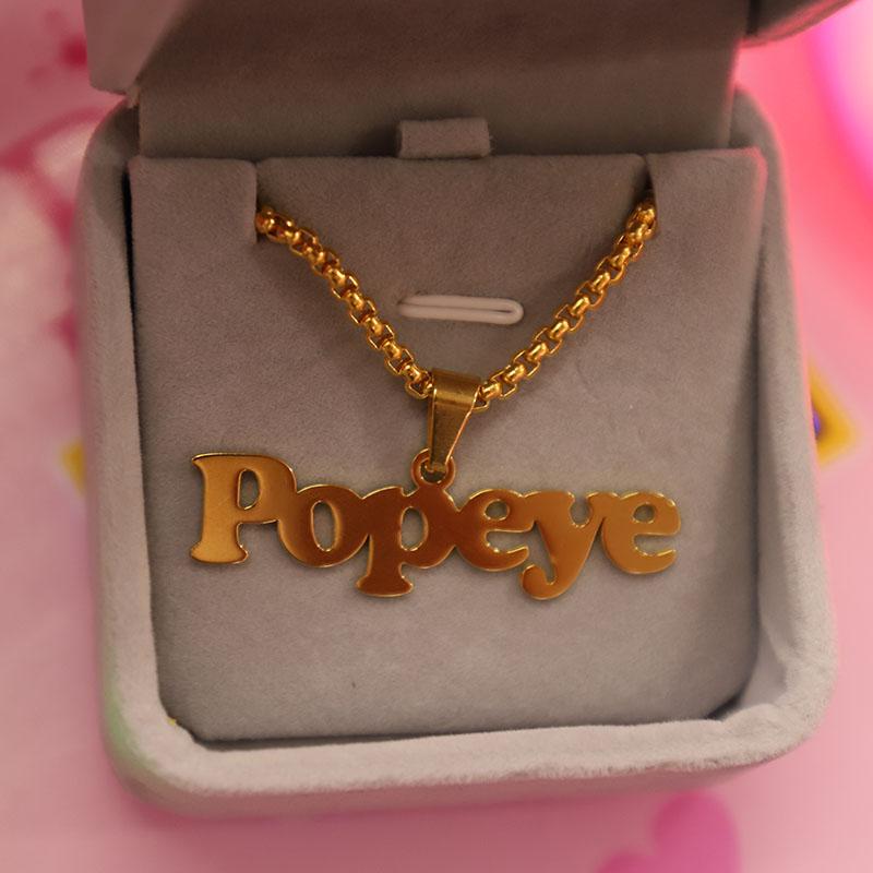 Collana con Nome Personalizzato Uomo Stile Punk Catena a Scatola Acciaio Inossidabile Collana Personalizzata Ciondolo Arewa Firma Gioielli Personalizzati Regalo
