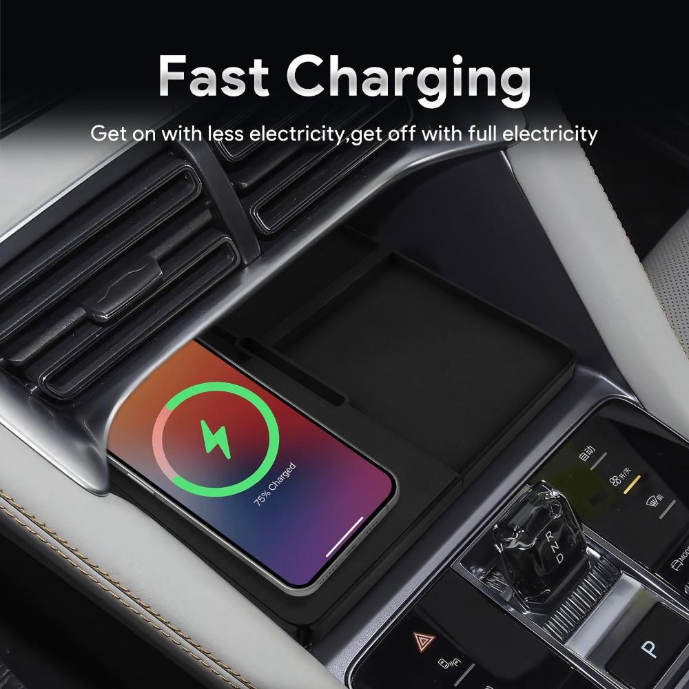 Car Wireless Charger Pad Stable Fast Charging For BYD Song Plus 2023-2024 Center Console Storage Box Auto Decoration Accessories
