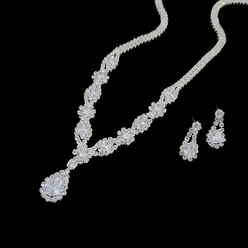 3PC Women's Simple Claw Chain Series Angel Tears Necklace Earring Set, Banquet Party Accessories