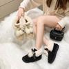 Fashion Cute Bow Round Toe Snow Boots for Women Winter Plush Ankle Furry Hot High Quality Sale Padded New Rock Trend 2025 Woman Shoes