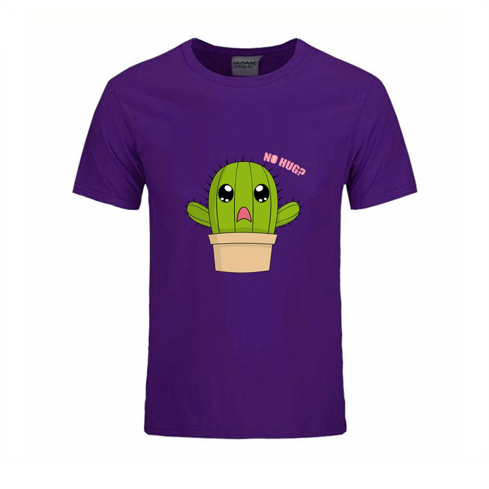 Crop Cactus Hug Pattern No Hug T Shirt Short Sleeve Custom T Shirts