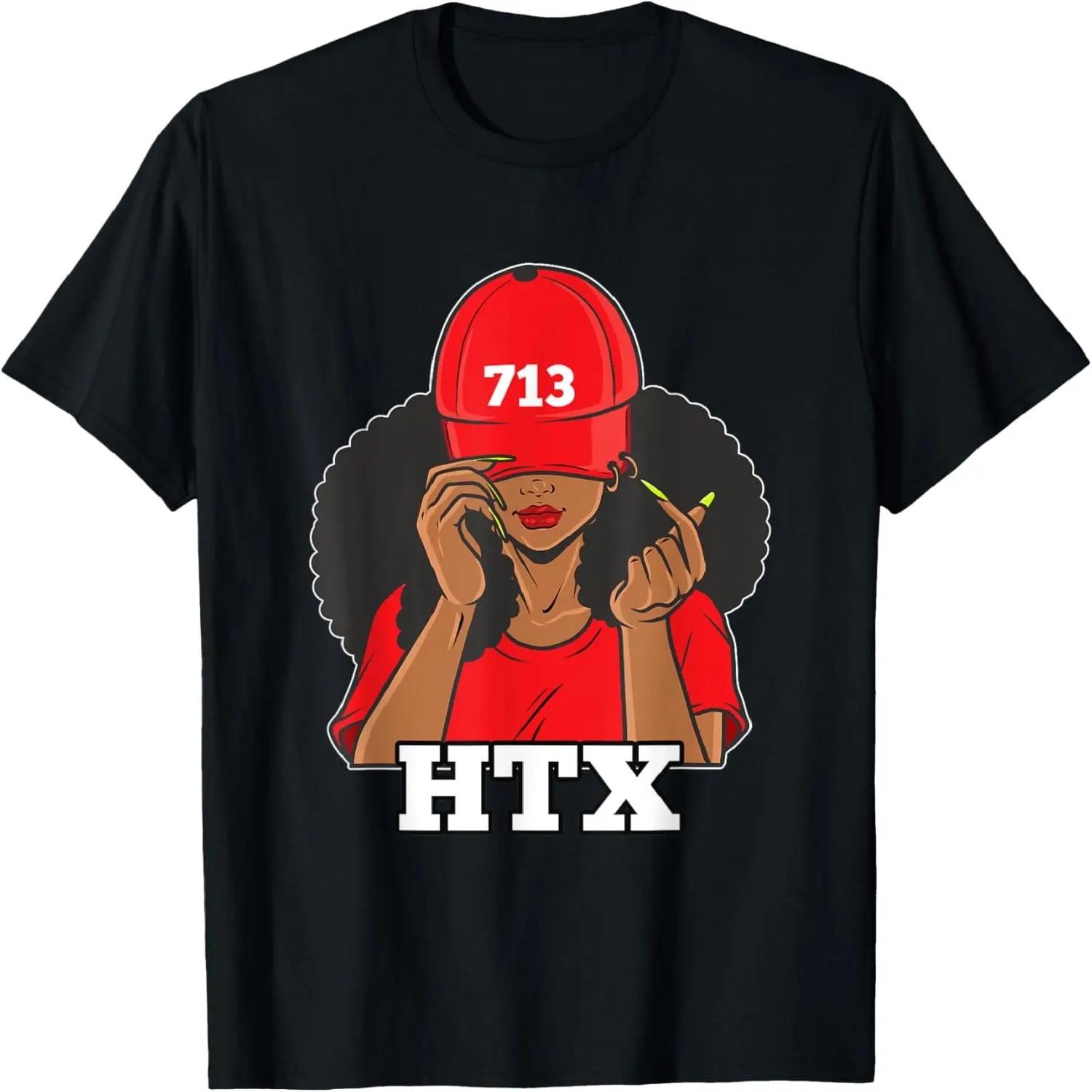 713 Houston Texas Black Woman Afro Puffs T-Shirt S
