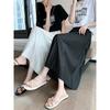 Black Mid Length Pleated Skirt with A Thin, High Waisted and Drooping Feel for Summer The Pleated Mid Length Skirt