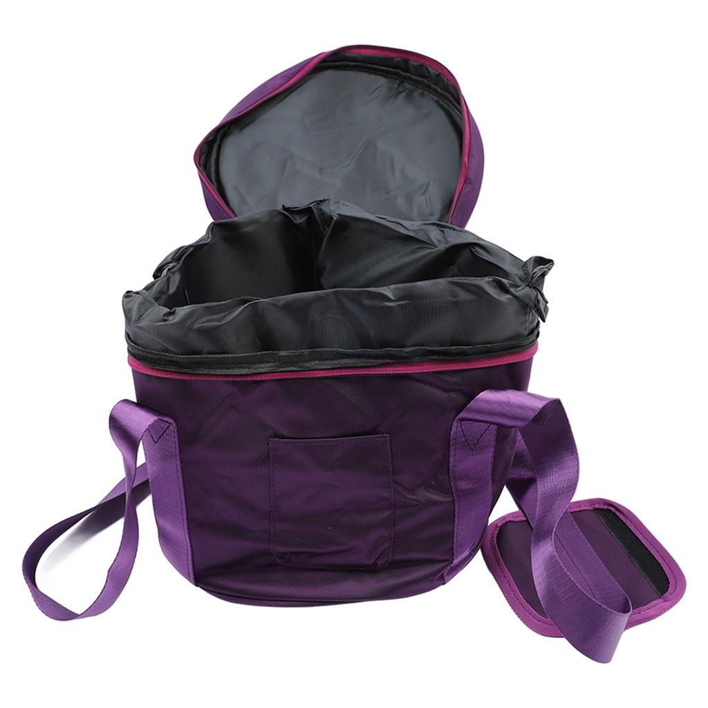 Music Bowl Storage Bag Crystal Singing Bowl Carrying Case with 2 External Pocket Dual Zipper 10in Pure Purple