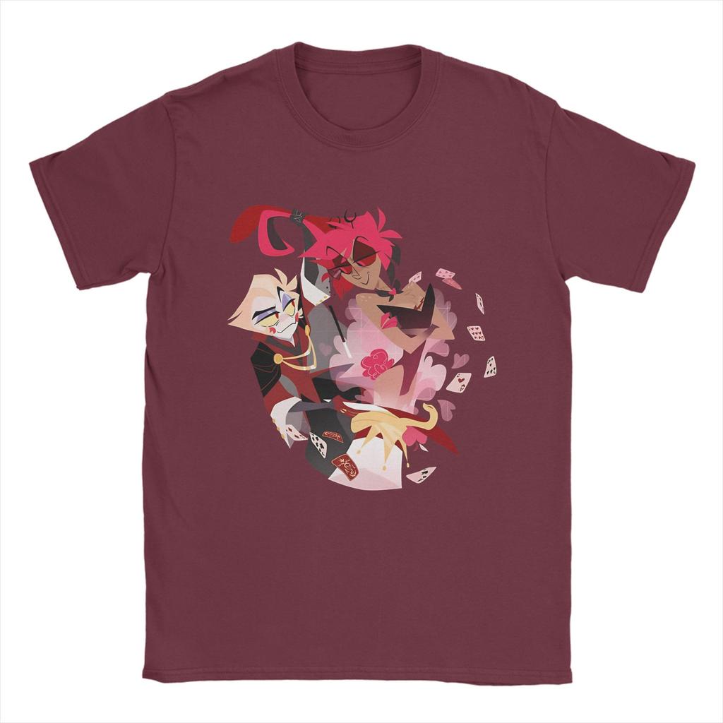 Lucifer Alastor Alakazam  TShirt Summer HHazbins Hotels Cotton TShirts For Couple Hippie Casual Tshirt Short Sleeve Top Tees