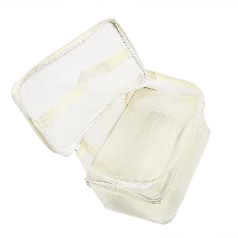 Women Clear Mesh Cosmetic Bag Dual Layer Travel Toiletry Bags Make Up Organizer Waterproof Brushes Holder Pouch