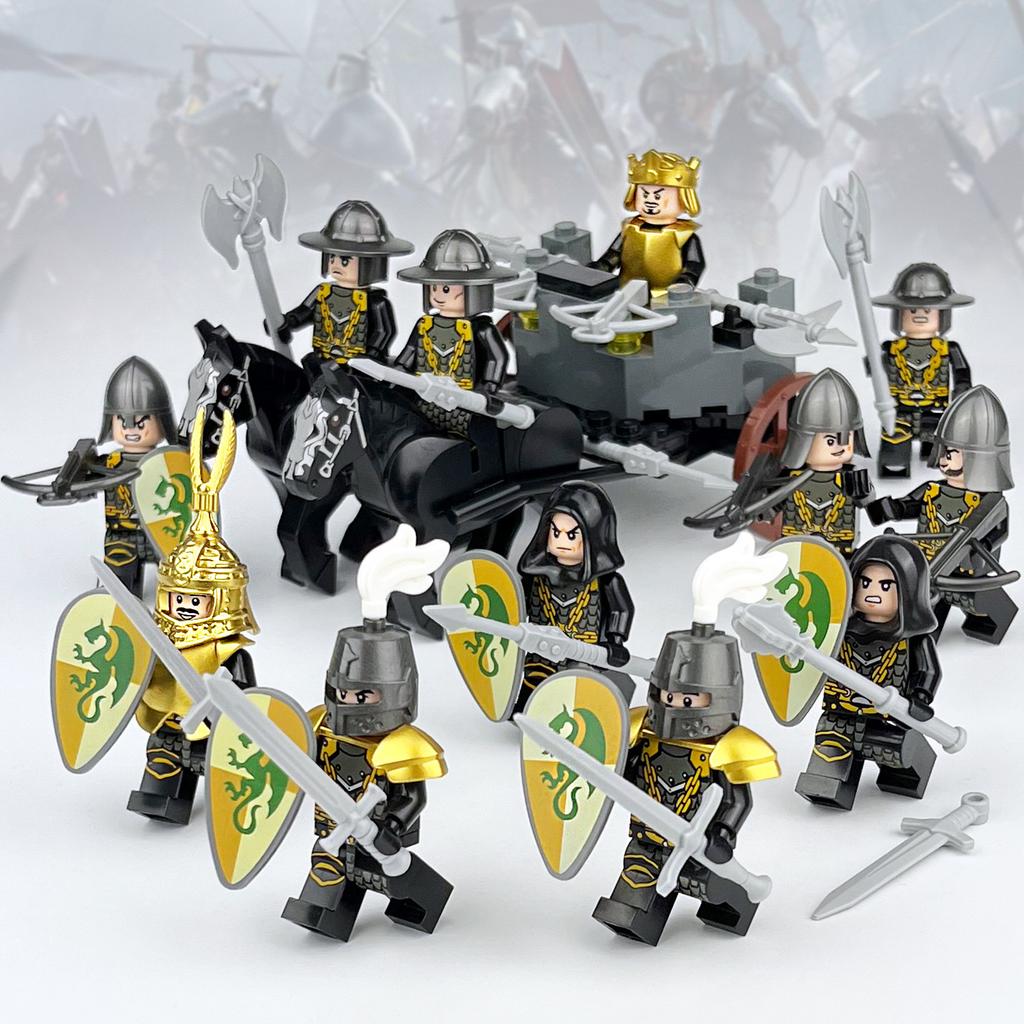 M8156 Medieval Green Dragon Knight Figurine Children Assemble Small Particle Building Block Toy