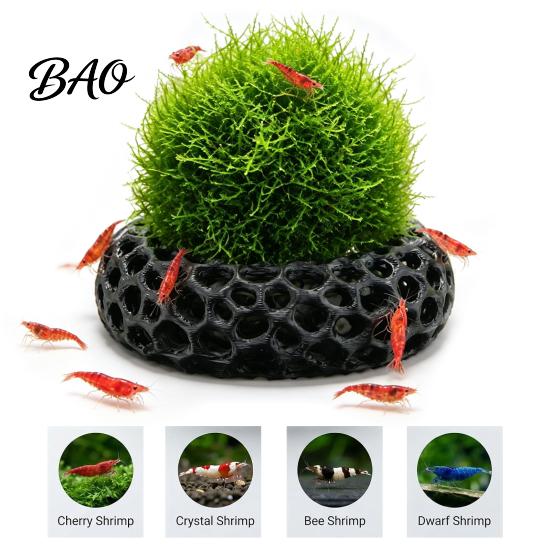 Dwarf Shrimp Hideout 2Pcs Caves for Plants, Aquarium Round Hideouts, Cherry & 3D Printed Cave Hides Moss Ferns And Anubias, Tank Decoration Structure