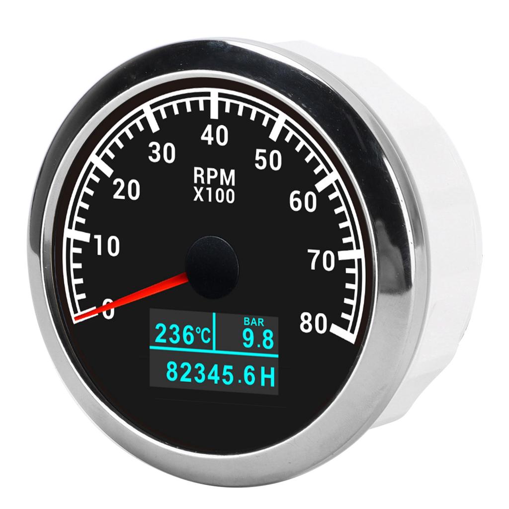 3 In 1 Tachometer Water Temperature Oil Pressure Cumulative Hour Display Pointer IP67 for Car Truck Ship