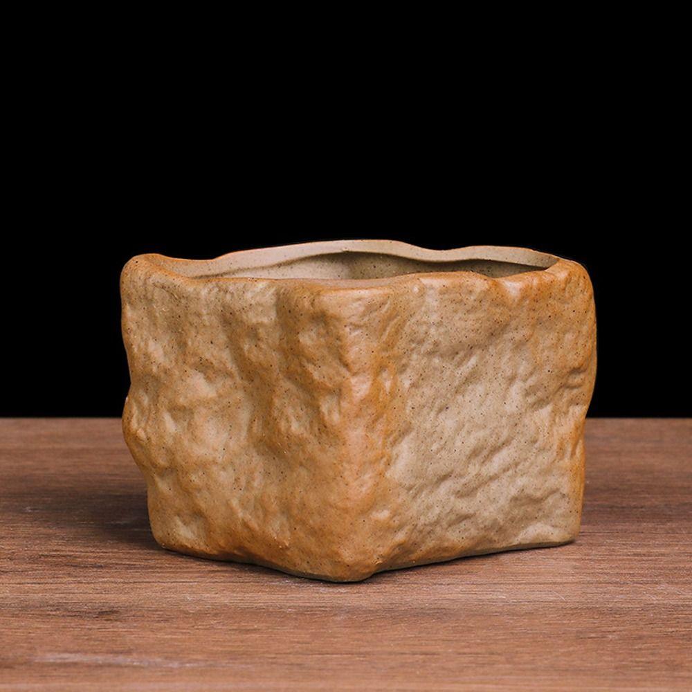 Stone Shape Plant Flower Pot Ceramic Bonsai Potted Flowerpot Succulent Plant Pots Home Decoration